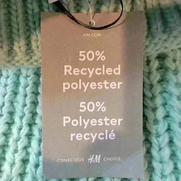 H&M Sweater Chunky Knit Womens Medium Green Mock Neck Crop - Picture 14 of 14